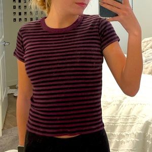 Purple and black striped top 🤍